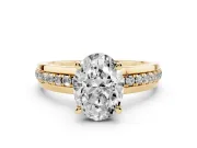 Oval Channel Set Solitaire Engagement Ring Setting | Rope Collar Head | Yellow Gold