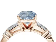 Cushion Cut Tapered Baguette Engagement Ring Setting for a Fancy Blue Lab-Grown Diamond | Rose Gold