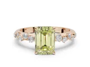 Emerald Cut Graduated Solitaire Engagement Ring Setting for a Fancy Yellow Lab-Grown Diamond | Rose Gold