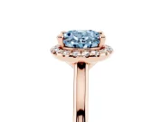 Oval Halo Engagement Ring Setting for a Fancy Blue Lab-Grown Diamond | Plain Polished Band | Rose Gold