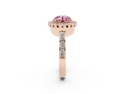 Round Vintage Milgrain Halo Engagement Ring Setting for a Fancy Pink Lab-Grown Diamond | Pierced Gallery | Rose Gold