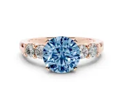 Round Five Stone Engagement Ring Setting for a Fancy Blue Lab-Grown Diamond | Rose Gold