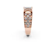 Emerald Cut Vintage Milgrain Pave Engagement Ring Setting | Crescent Side Rows | Rose Gold