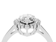 Marquise Cut Diamond Halo Ring Set in White gold with Round Halo and Smooth Solitaire Band