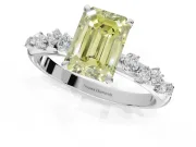 Emerald Cut Graduated Solitaire Engagement Ring Setting for a Fancy Yellow Lab-Grown Diamond | Platinum