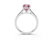 Fancy Pink Princess Cut Diamond Solitaire Ring Set in Platinum with Cathedral Band and Prong Setting