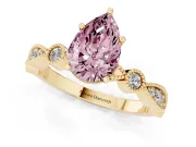 Pear-Shaped Vintage Milgrain Engagement Ring Setting for a Fancy Pink Lab-Grown Diamond | Bezel Accents | Yellow Gold