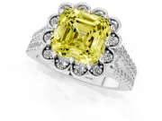 Asscher Cut Halo Engagement Ring Setting for a Fancy Yellow Lab-Grown Diamond | Sterling Silver - Design NV-24768