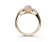 Pear-Shaped 3-Stone Engagement Ring Setting for a Fancy Pink Lab-Grown Diamond | Yellow Gold