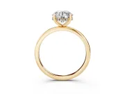 Round Cut Diamond Solitaire Engagement Ring Set in Yellow gold with Prong Setting and Polished Band