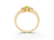 Fancy Yellow Pear Cut Diamond Twisted Band Solitaire Ring Set in Yellow gold with Scroll Prongs