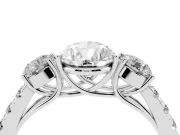 Pear-Shaped Three Stone Engagement Ring Setting | Pave Shoulders | Platinum