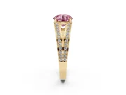 Round Split Shank Pavé Engagement Ring Setting for a Fancy Pink Lab-Grown Diamond | Yellow Gold