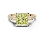 Princess Cut Vintage Cathedral Engagement Ring Setting for a Fancy Yellow Lab-Grown Diamond | Carved Band | Yellow Gold