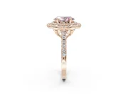 Oval Double Halo Engagement Ring Setting for a Fancy Pink Lab-Grown Diamond | Pave Shoulders | Rose Gold