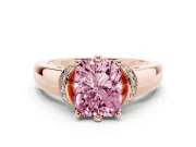 Radiant Cut Pavé Collar Engagement Ring Setting for a Fancy Pink Lab-Grown Diamond | Rose Gold