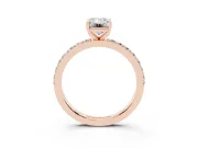 Emerald Cut Diamond Solitaire Set in Rose gold with Round Pavé Band and Prong Setting