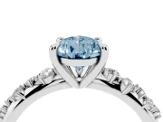 Fancy Blue Pear Cut Diamond Solitaire Vine Band Ring Set in White gold with Round Accents and Prong Setting