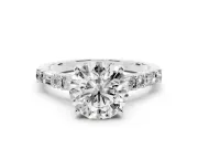 Round Baguette Side Stone Engagement Ring Setting | Alternating Accents | White Gold