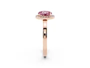 Round Thin Halo Engagement Ring Setting for a Fancy Pink Lab-Grown Diamond | Plain Band | Rose Gold
