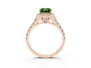 Radiant Cut Accented Halo Engagement Ring Setting for a Fancy Green Lab-Grown Diamond | Rose Gold