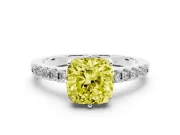 Cushion Cut Engagement Ring Setting for a Fancy Yellow Lab-Grown Diamond | White Gold - Design NV-24649