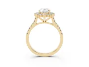 Oval Scalloped Halo Engagement Ring Setting | Single Row Pave | Yellow Gold