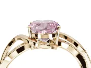 Cushion Cut Bypass Solitaire Engagement Ring Setting for a Fancy Pink Lab-Grown Diamond | Pavé Strands | Yellow Gold