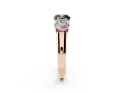 Cushion Cut Three Stone Engagement Ring Setting for a Black Center | Basket Prong Heads | Rose Gold