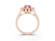 Cushion Cut Milgrain Cluster Halo Engagement Ring Setting for a Fancy Pink Lab-Grown Diamond | Plain Band | Rose Gold