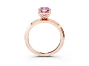 Fancy Pink Cushion Cut Diamond Solitaire Engagement Ring Set in Rose gold with Flat Band and Prong Setting