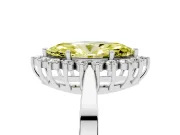 Fancy Yellow Marquise Cut Diamond Halo Ring Set in Silver with Round Halo and Smooth Solitaire Band