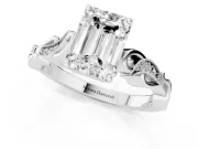 Emerald Cut Vintage Vine Solitaire Engagement Ring Setting | Milgrain Leaves | Platinum