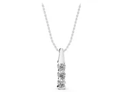 Round Lab-Grown Diamond Three-Stone Vertical Pendant Necklace | Tapered Bail | Sterling Silver