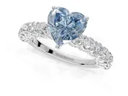 Heart-Shaped Shared Prong Engagement Ring Setting for a Fancy Blue Lab-Grown Diamond | Platinum