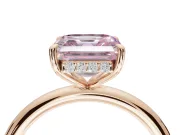 Asscher Cut Hidden Halo Ring Setting for a Fancy Pink Lab-Grown Diamond | Rose Gold