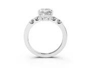Princess Cut Diamond Five-Stone Prong Set Engagement Ring Set in Silver with Channel Band