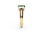 Emerald Cut Three Stone Engagement Ring Setting for a Fancy Green Lab-Grown Diamond | Basket Prong Heads | Yellow Gold