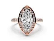 Marquise Cut Diamond Halo Pavé Split Shank Ring Set in Rose gold with Prong Setting