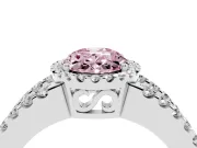 Fancy Pink Oval Cut Diamond Halo Ring Set in Silver with Pavé Split Shank and Prong Setting