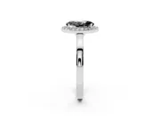 Fancy Black Oval Cut Diamond Halo Ring Set in Platinum with Solitaire Band and Prong Setting