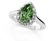 Pear-Shaped Halo Engagement Ring Setting for a Fancy Green Lab-Grown Diamond | Plain Polished Band | Platinum