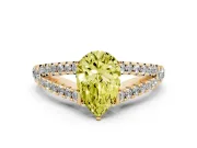 Pear-Shaped Graduated Split Shank Engagement Ring Setting for a Fancy Yellow Lab-Grown Diamond | Yellow Gold