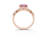 Radiant Cut Scattered Accent Engagement Ring Setting for a Fancy Pink Lab-Grown Diamond | Rose Gold