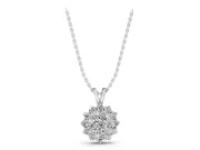Round Lab-Grown Diamond Rosette Cluster Pendant Necklace | Double-Wire Bail | White Gold