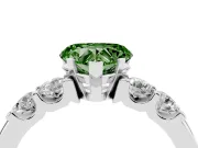 Heart-Shaped 5 Stone Engagement Ring Setting for a Fancy Green Lab-Grown Diamond | Sterling Silver