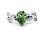 Pear-Shaped Twisted Vine Engagement Ring Setting for a Fancy Green Lab-Grown Diamond | White Gold