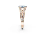 Pear-Shaped Split Shank Pavé Engagement Ring Setting for a Fancy Blue Lab-Grown Diamond | Rose Gold