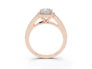 Cushion Cut Halo Engagement Ring Setting | V-Split Pavé Band | Rose Gold