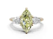Marquise 3-Stone Engagement Ring Setting for a Fancy Yellow Lab-Grown Diamond | Yellow Gold